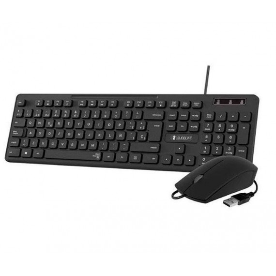 SUBBLIM Teclado y Raton Combo Business Slim CSSK01/ Negro - Caja Golpeada