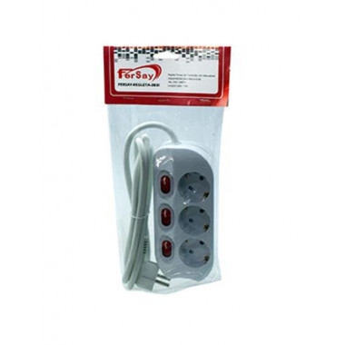 FERSAY Regleta con 3 Tomas con Interruptor Independiente 1.5MTRS Blanco