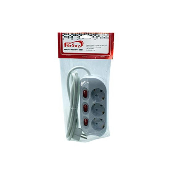 FERSAY Regleta con 3 Tomas con Interruptor Independiente 1.5MTRS Blanco