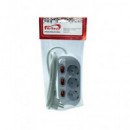 FERSAY Regleta con 3 Tomas con Interruptor Independiente 1.5MTRS Blanco