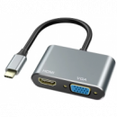 ULTRAPIX Adaptador 3 en 1 USB C con Hub HDMI (4K) y VGA 1080P 60HZ