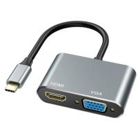 ULTRAPIX Adaptador 3 en 1 USB C con Hub HDMI (4K) y VGA 1080P 60HZ