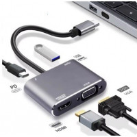 ULTRAPIX Adaptador 4 en 1 USB C con Hub HDMI (4K), USB a 3.0, USB C y VGA