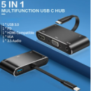 ULTRAPIX Adaptador 5 en 1 USB C con Hub HDMI (4K), Vga,  USB a 3.0, USB C y Audio 3,5MM