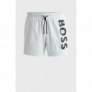 Bañador Tipo Shorts con Forro Integral y Logo Estampado de Boss  HUGO BOSS