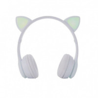 ONE+ Auriculares BLUETOOTH NC3228 Orejas de Gato Blanco  250MAH / Fm / Microsd / Iluminacion Led