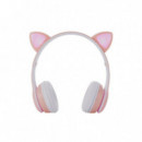 ONE+ Auriculares BLUETOOTH NC3228 Orejas de Gato Rosa  250MAH / Fm / Microsd / Iluminacion Led