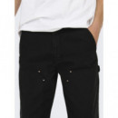 Pantalones ONLY&SONS Fade Carpenter Loose Black