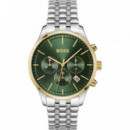 Reloj Plateado E/verde  BOSS