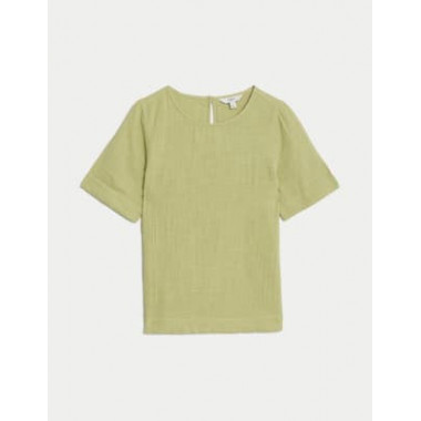 Blusa de Manga Corta con Tela Ondulada  MARKS AND SPENCER