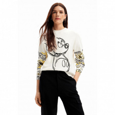 DESIGUAL Jersey Blanco Mickey Mouse 23WWJF45-1001