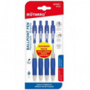 BLISTER BOLIGRAFO RETRACTIL GEL AZUL 4 unid.