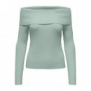 Jerséis y Sudaderas Jersey ONLY Katia Off Shoulder Aqua Gray