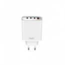 XO Adaptador Corriente 3X USB C+1XUSB a 65W CE23 Blanco