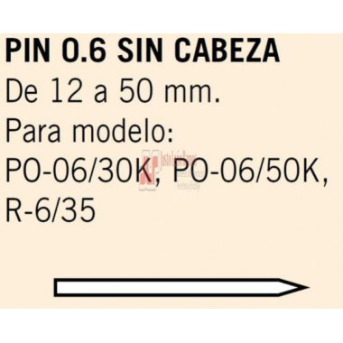 Clavo Pins 6/12 Sin Cabeza - Dimensión 0.6 X 12 Mm