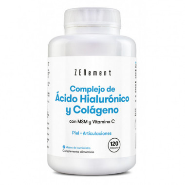 ácido Hialurónico y Colágeno, con Msm y Vitamina C - 120 Cápsulas  ZENEMENT