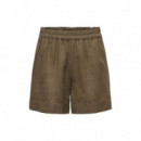 ONLY Short de Lino con Cintura Elástica 15259587-ONLTOKYO-CUB