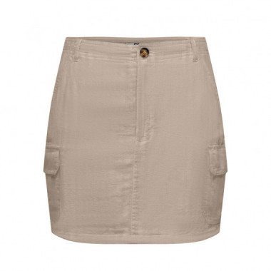 ONLY Falda Corta de Lino Tipo Cargo 15310982-ONLMALFY-OXFORD Tan