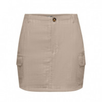 ONLY Falda Corta de Lino Tipo Cargo 15310982-ONLMALFY-OXFORD Tan