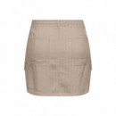 ONLY Falda Corta de Lino Tipo Cargo 15310982-ONLMALFY-OXFORD Tan