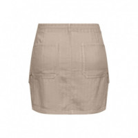 ONLY Falda Corta de Lino Tipo Cargo 15310982-ONLMALFY-OXFORD Tan