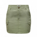 ONLY Falda Corta de Lino Tipo Cargo 15310982-ONLMALFY-OIL Green