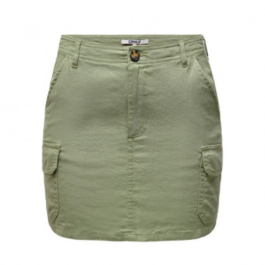 ONLY Falda Corta de Lino Tipo Cargo 15310982-ONLMALFY-OIL Green