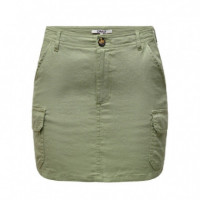 ONLY Falda Corta de Lino Tipo Cargo 15310982-ONLMALFY-OIL Green