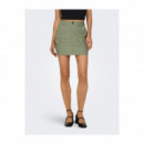 ONLY Falda Corta de Lino Tipo Cargo 15310982-ONLMALFY-OIL Green