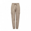 ONLY Pantalón de Mujer de Lino Tipo Cargo 15310987-ONLCARO-OXFORD Tan