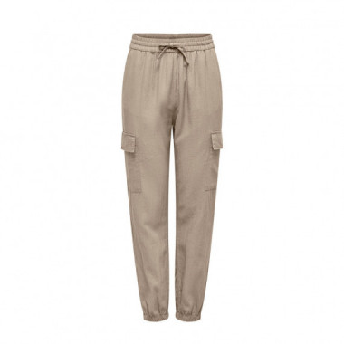 ONLY Pantalón de Mujer de Lino Tipo Cargo 15310987-ONLCARO-OXFORD Tan