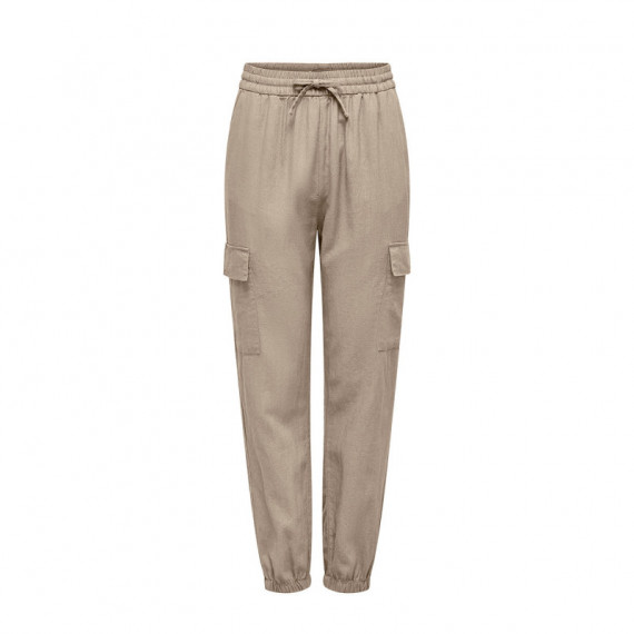 ONLY Pantalón de Mujer de Lino Tipo Cargo 15310987-ONLCARO-OXFORD Tan