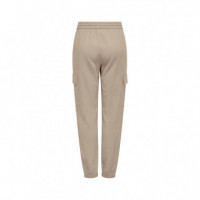 ONLY Pantalón de Mujer de Lino Tipo Cargo 15310987-ONLCARO-OXFORD Tan