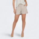 ONLY Short de Lino con Cintura Ajustable 15314055-ONLCARO-OXFORD Tan