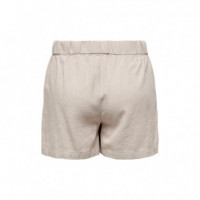 ONLY Short de Lino con Cintura Ajustable 15314055-ONLCARO-OXFORD Tan