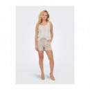 ONLY Short de Lino con Cintura Ajustable 15314055-ONLCARO-OXFORD Tan