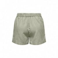 ONLY Short de Lino con Cintura Ajustable 15314055-ONLCARO-OIL Green