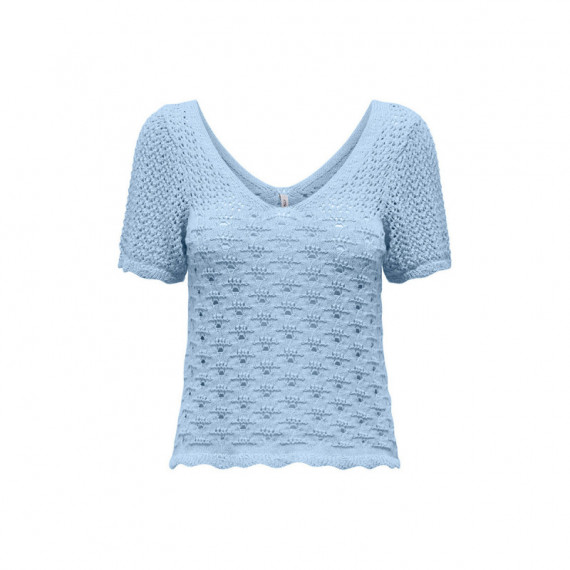 ONLY Top de Punto Crochet de Manga Corta 15318713-ONLBECCA-CASHMERE Blue