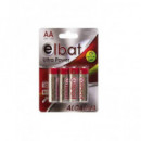 Elbat Pack 4 Pilas Alcalina Aa LR6 Hg-cd-pb 0.00% Ultra Power  LALO