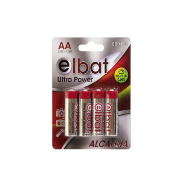 Elbat Pack 4 Pilas Alcalina Aa LR6 Hg-cd-pb 0.00% Ultra Power  LALO