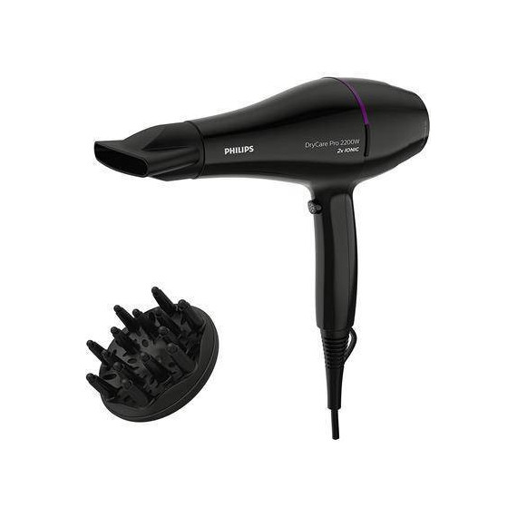 PHILIPS Secador de Pelo 2200W +accesorios BHD274 Negro