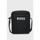 Bolso de Bandolera con Logo en Contraste y Correa con Raya de la Marca Boss  HUGO BOSS