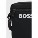 Bolso de Bandolera con Logo en Contraste y Correa con Raya de la Marca Boss  HUGO BOSS