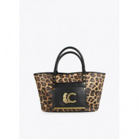 Shopper Efecto Piel Animal Print Marron-negro  LOLA CASADEMUNT