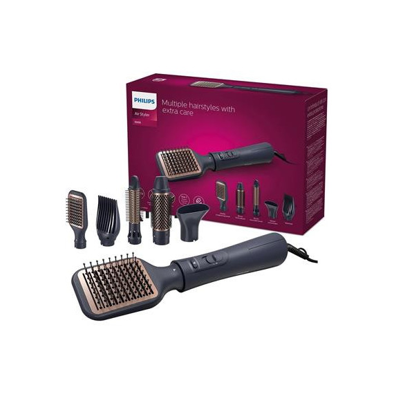 PHILIPS Air Styler Cepillo 5 en 1 Alizador/voluminizador/cepillo Termico/retractil 100W BHA530