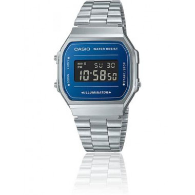 CASIO Coleccion A168WEM-2BEF Reloj Digital Acero Inoxidable Plata/azul, Fecha, Alarma