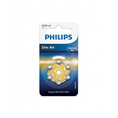 PHILIPS Pack 6 Pilas Boton Zinc Air ZA10