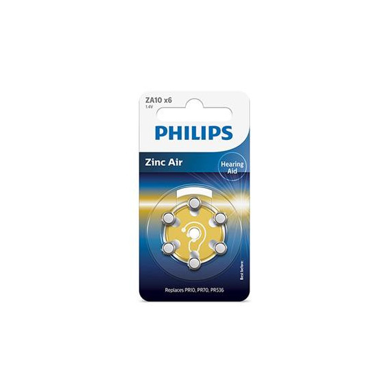 PHILIPS Pack 6 Pilas Boton Zinc Air ZA10