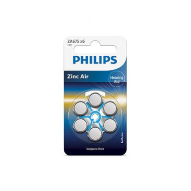 PHILIPS Pack 6 Pilas Boton Zinc Air ZA675