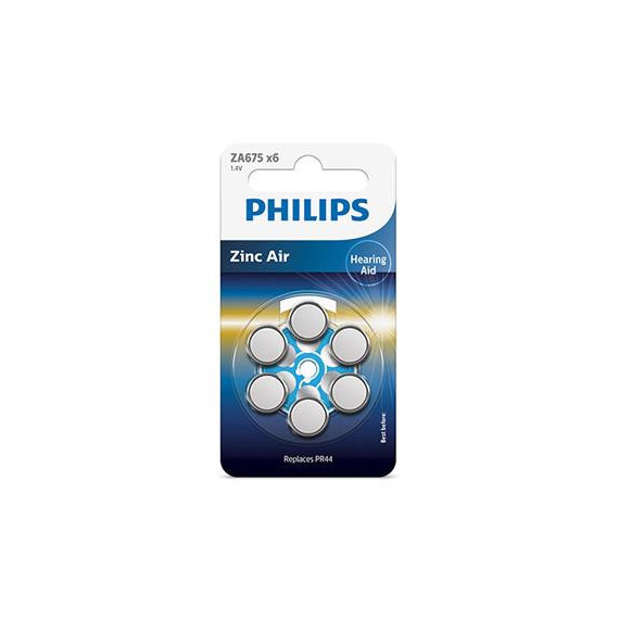 PHILIPS Pack 6 Pilas Boton Zinc Air ZA675